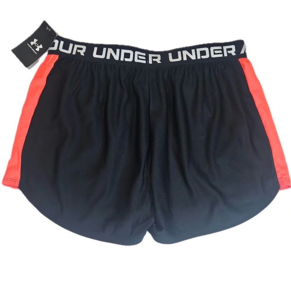 Under Armour Shorts Womens‎ Large Black Red Play Up Side Stripe Athletic New